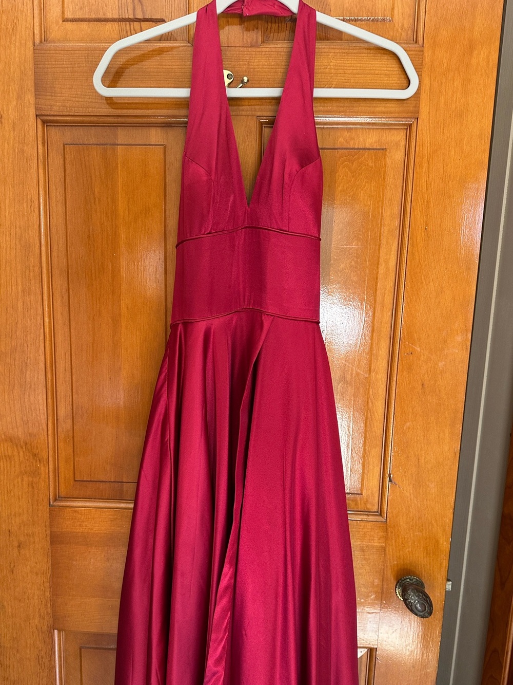 Sherri Hill Elegant Red Halter Evening Dress